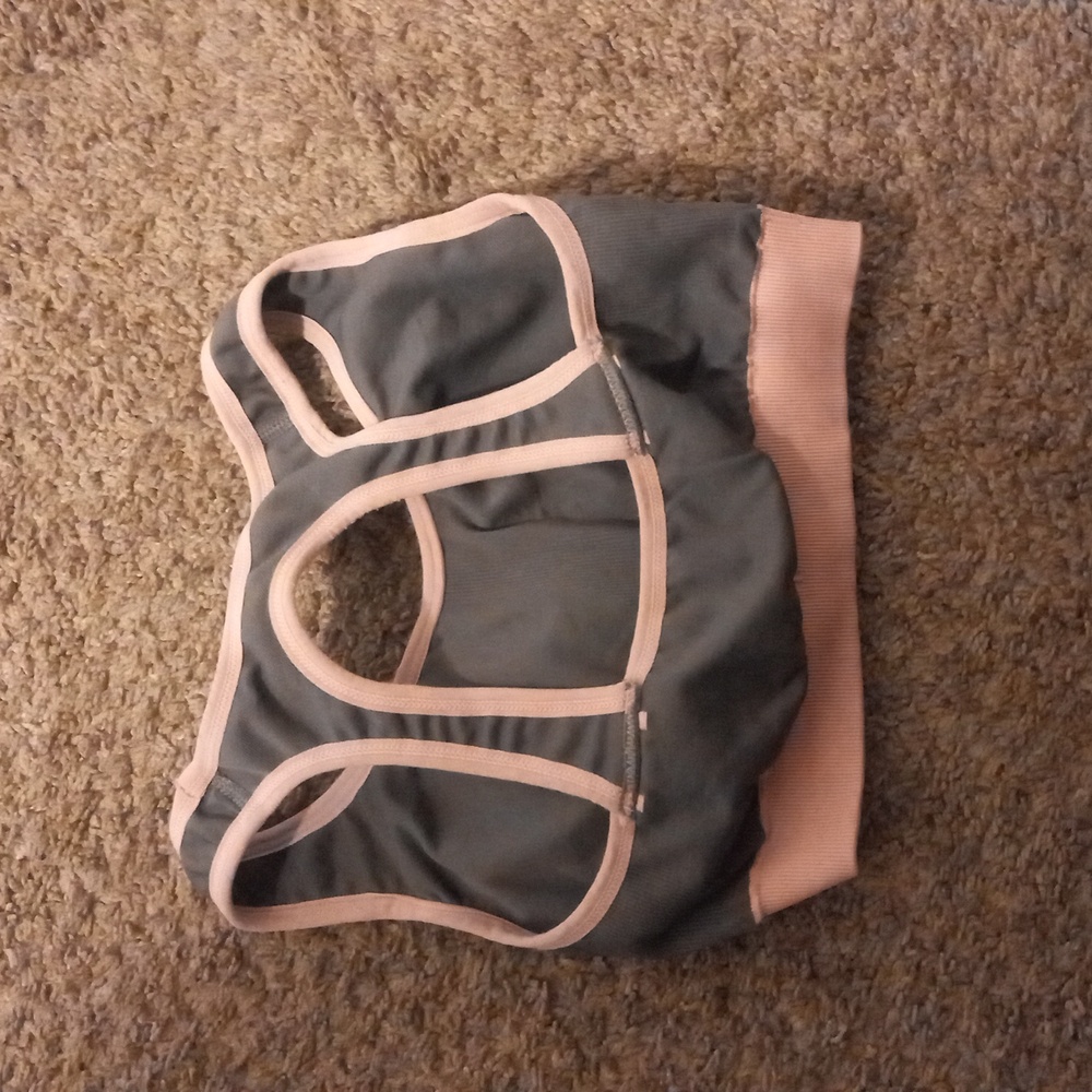 Gray and Pink Sports Bra